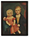 American School 19th Century Portrait of a Brother and Sister