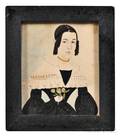 Jane A Davis ConnecticutRhode Island 18211855 Portrait of a Woman in a Black Dress Holding a Rose