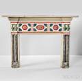 Carved and Polychrome Painted and Marblized Mantelpiece