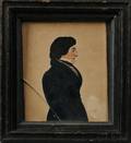 American School Mid19th Century Miniature Portrait of a Man in a Black Overcoat