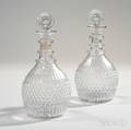 Pair of Moldblown Diamond Diaper Decanters