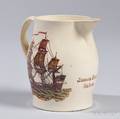Small Polychrome Transferdecorated Liverpool Pottery Creamware Pitcher