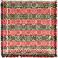 Pennsylvania green red and tan jacquard coverlet