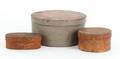 Three painted bentwood boxes 19th c