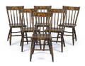 Set of six Pennsylvania painted plank seat chairs 19th c