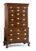 Pennsylvania Chippendale figured walnut chest on chest dated