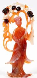 CHINESE CARNELIAN AGATE FIGURE OF GUANYIN