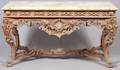 ITALIAN CARVED CONSOLE W MARBLE TOP