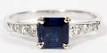 14KT WHITE GOLD SAPPHIRE  DIAMOND RING