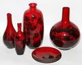 ROYAL DOULTON FLAMBE WOODCUT VASES  A DISH