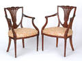 Pair of Hepplewhite style mahogany armchairs