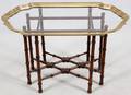 GLASS  BRASS TOP COCKTAIL TABLE