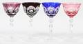 MULTICOLORED CRYSTAL WINES 4 PIECES
