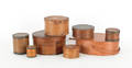 Six bentwood pantry boxes
