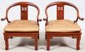 CHINESE MING STYLE CARVED ROSEWOOD OPEN ARMCHAIRS