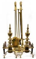 BRASS FIRE TOOLS AND ANDIRONS