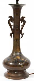 SHIBAYAMA ENAMEL  BRONZE VASE MOUNTED AS LAMP
