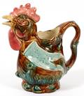 FRENCH MAJOLICA ROOSTERFORM PITCHER LATE 19TH C