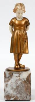 HANS DIETRICH GILT BRONZE SCULPTURE OF A GIRL