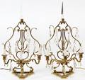 FRENCH BRASS AND CRYSTAL GIRANDOLES PAIR