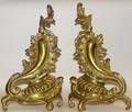 FRENCH BRONZE CHENETS 19TH C PAIR