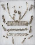 RHINESTONE COSTUME NECKLACE BRACELET  EARCLIPS