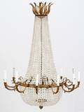 TWELVELIGHT BRONZE AND CRYSTAL CHANDELIER