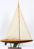 WOOD SAILBOAT MODEL WITH BASE H 35 L 28