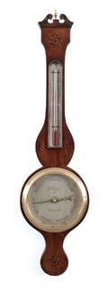 English mahogany banjo barometer 19th c