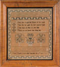Silk on linen sampler dated 1823
