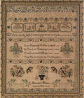 Silk on linen sampler wrought by Elizabeth Hudson 1856