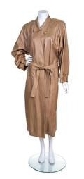 A Loewe Tan Leather Trench Coat