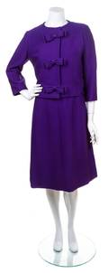 A Balenciaga Purple Wool Dress Ensemble