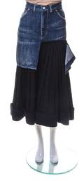 A Yohji Yamamoto Denim and Black Wool Skirt
