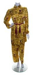 A Lanvin Yellow Chinoiserie Silk Pant Ensemble
