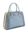 A Prada Blue and Green Embellished Frame Pyramid Handbag