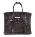 An Hermes Graphite Porosus Crocodile 35cm Birkin Handbag