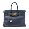 An Hermes 35cm Indigo Leather Birkin Bag