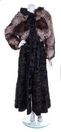 A Zandra Rhodes Broadtail and Fox Fur Coat