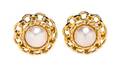 A Pair of Chanel Faux Pearl and Goldtone Earclips