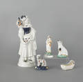 Three Prattware figures
