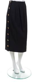 A Chanel Black Wool Straight Skirt
