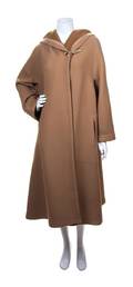 An Hermes Tan Wool Hooded Coat