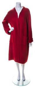 An Oscar de Renta Red Wool Swing Coat