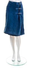 A Gucci Blue Suede Wrap Skirt