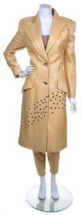 A Givenchy Butter Yellow Leather Coat Ensemble