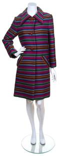 A Geoffrey Beene Multicolor Striped Coat
