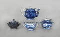 Four pieces of historical blue Staffordshire porcelain