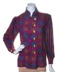 An Yves Saint Laurent Multicolor Geometric Wool Blouse