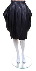 A Francis Montesinos Black Leather Pleated Wrap Skirt